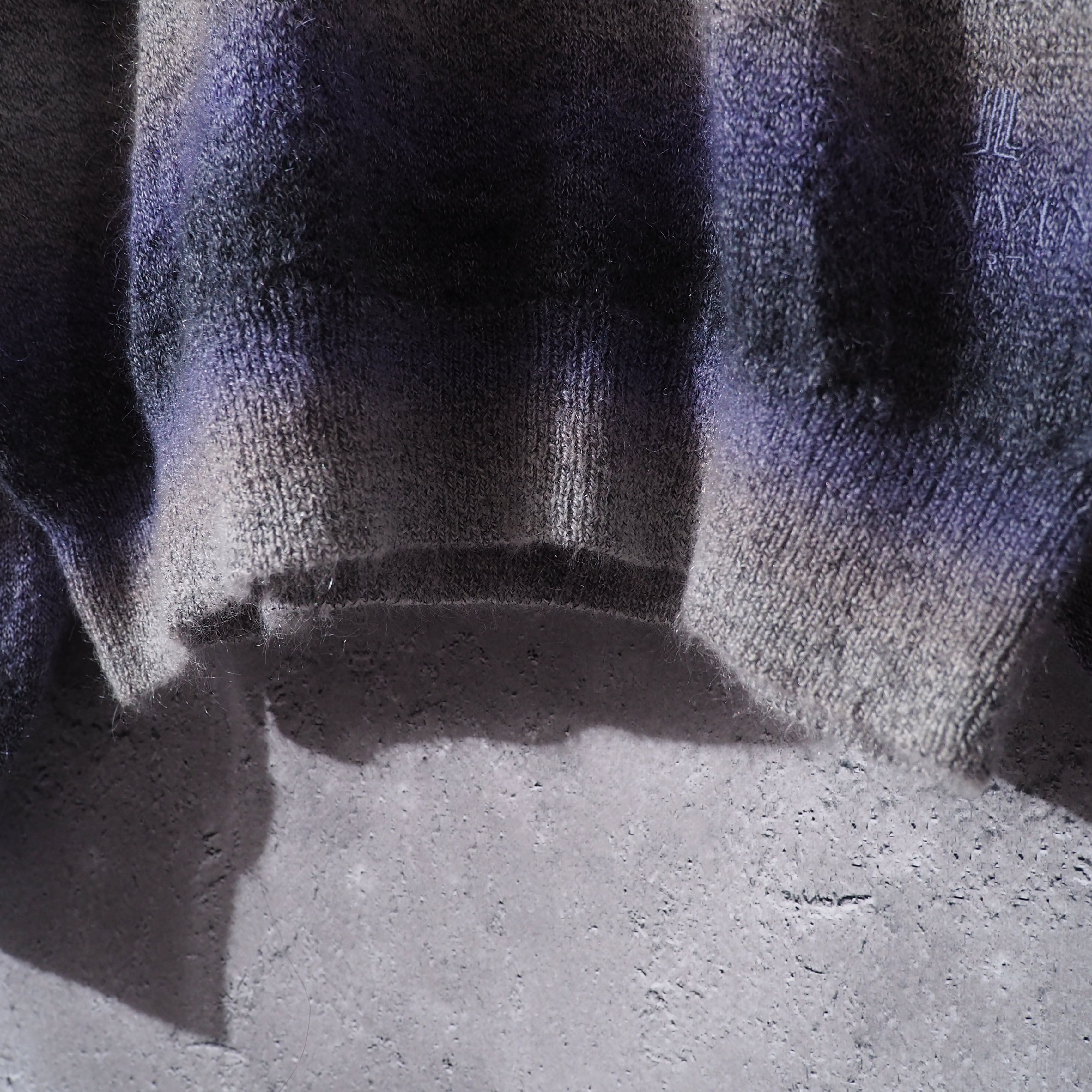 " LANVIN " Dark purple × Black Fat Border Mohair mix knit