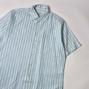 LANVIN COLLECTION ランバン ストライプ 半袖シャツ L/ブルー メンズ