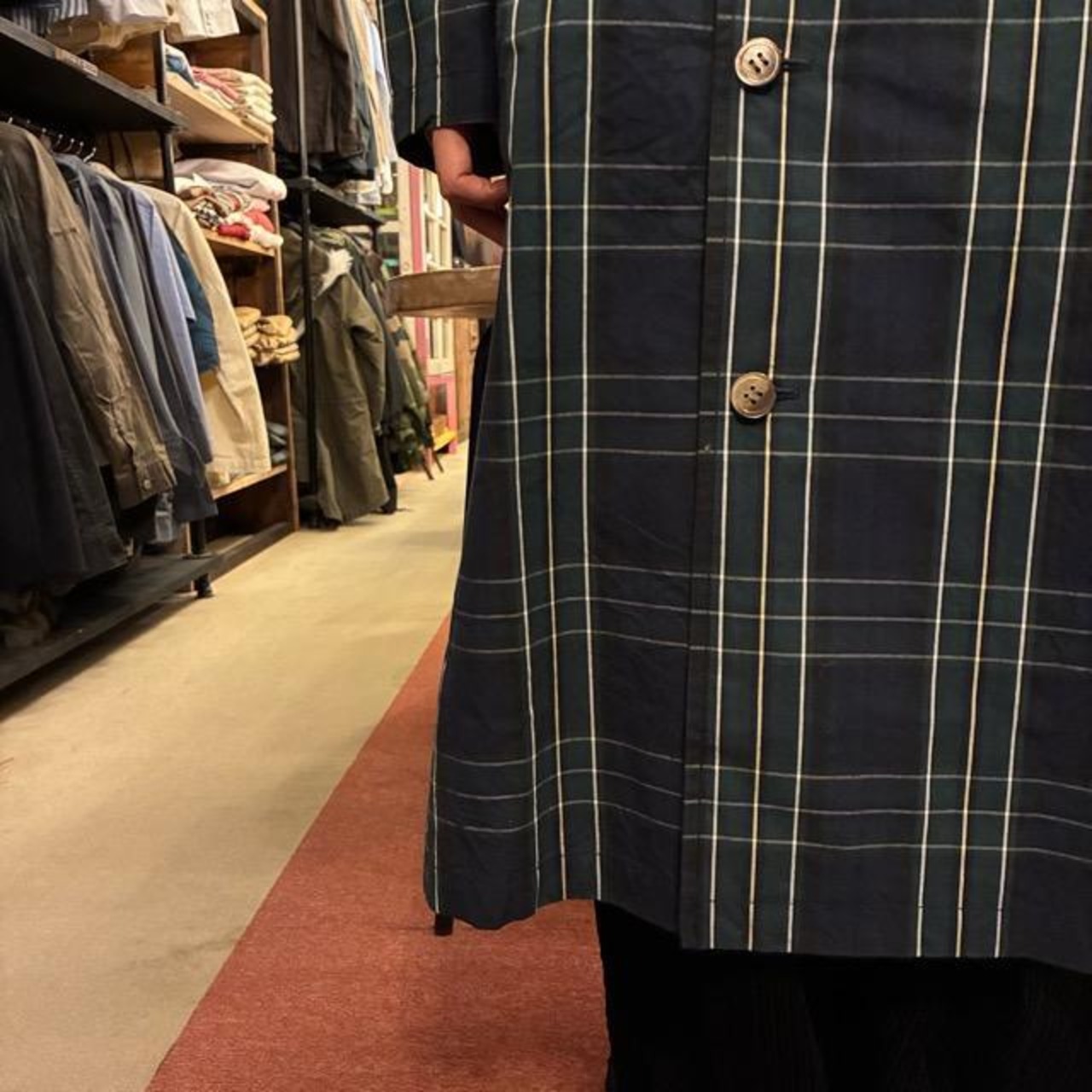 TISSU High Density Effortless Trench Coat in Blackwatch Tartan, Green and Black, Water-Repellent, Pollen-Guard, Raglan Style