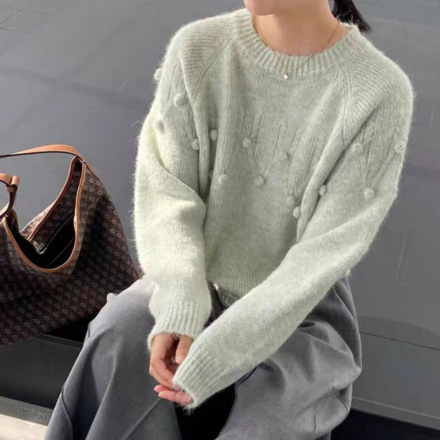 ポップコーン編み ニットプルオーバー　0263