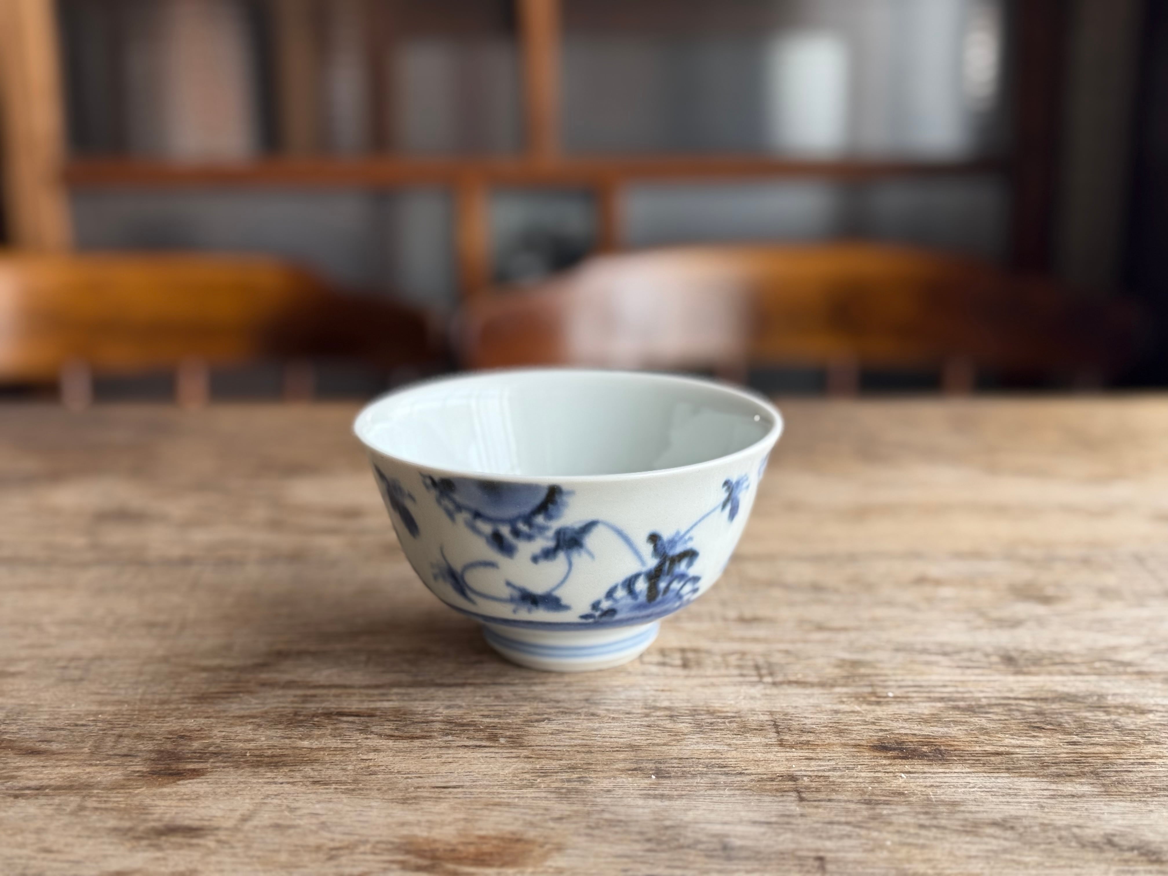 砥部焼/中田窯/飯碗（呉須/花） | うつわと道具 うわのそら