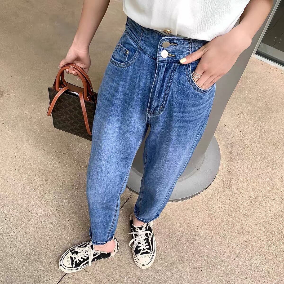 ボタンハイウェストウェストジーンズ 6Du_Shop_Women67100630490