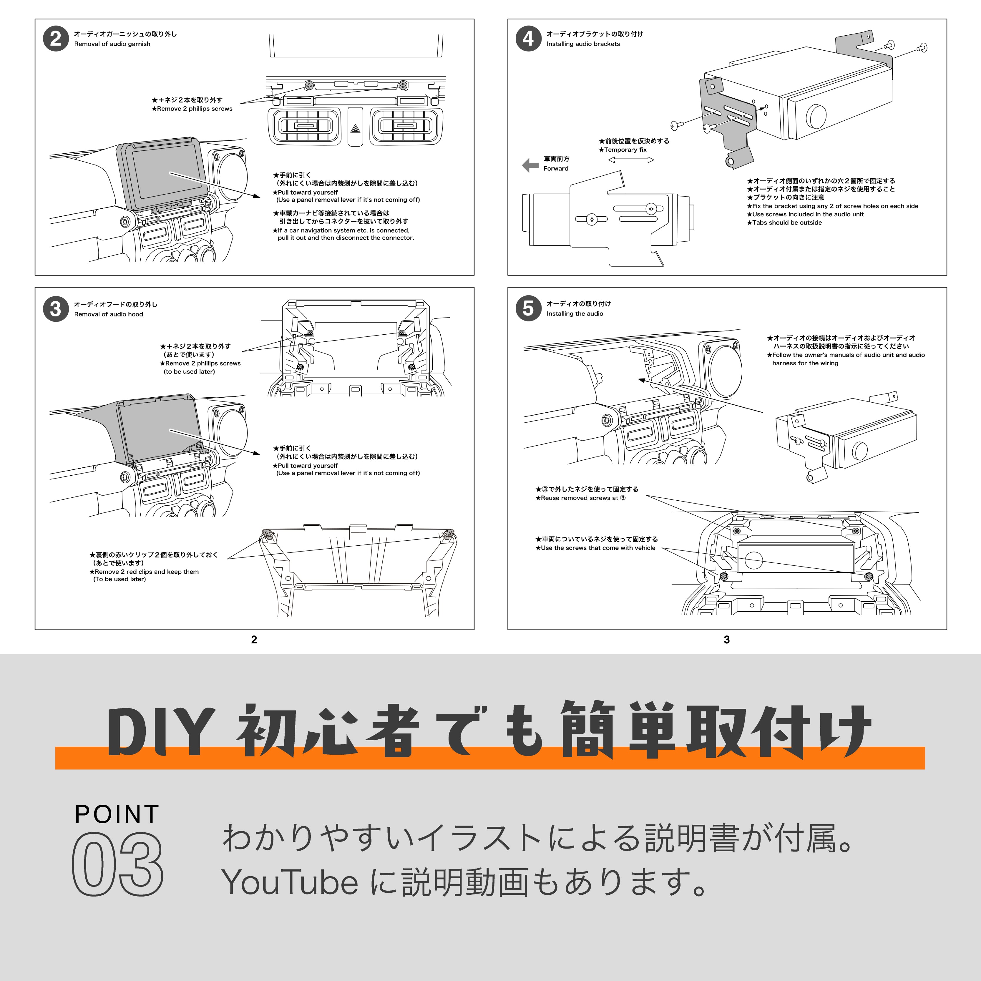 ジムニー用 1DIN オーディオパネルキット ／ 1DIN AUDIO PANEL KIT for
