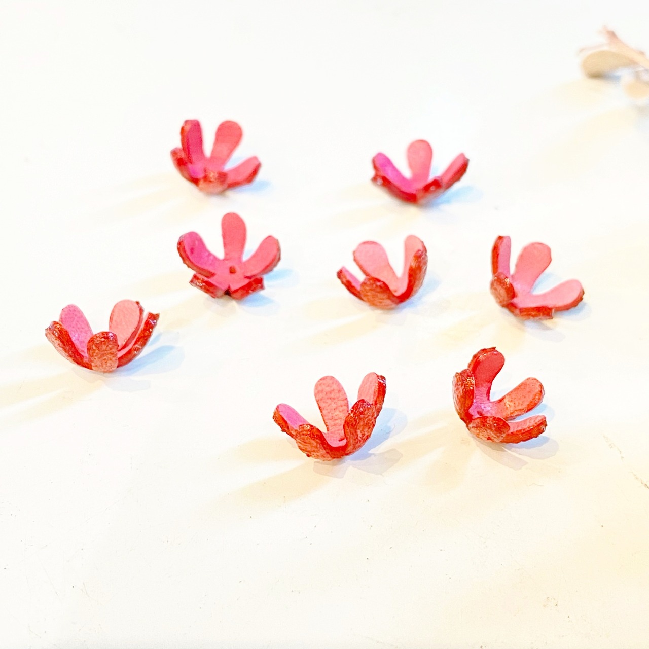 【アウトレット3D立体レザーフラワー】スターフラワー (ピン無しタイプ)8個入(ピンク） - 3