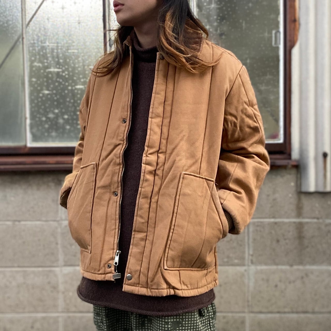 Walls ダック地 ワークジャケット カバーオール キルティングライナー メンズl相当 古着 キャメル ブラウン 茶色 ワークジャケット Cave 古着屋 公式 古着通販サイト