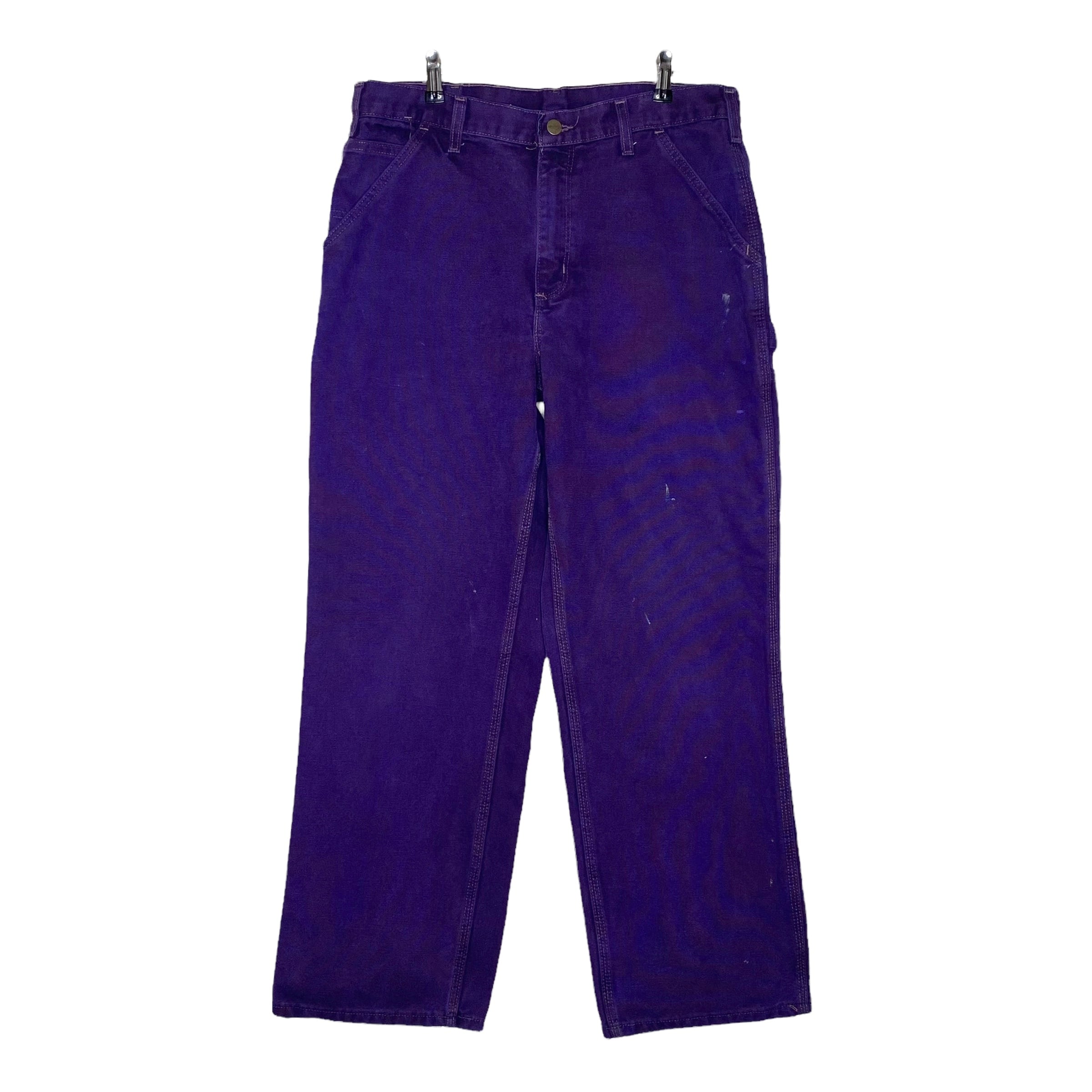Carhartt ペインターパンツ W34×L30 革パッチ デニムパンツ パープル 