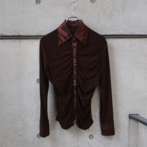 Ruched Front Satin Shirt