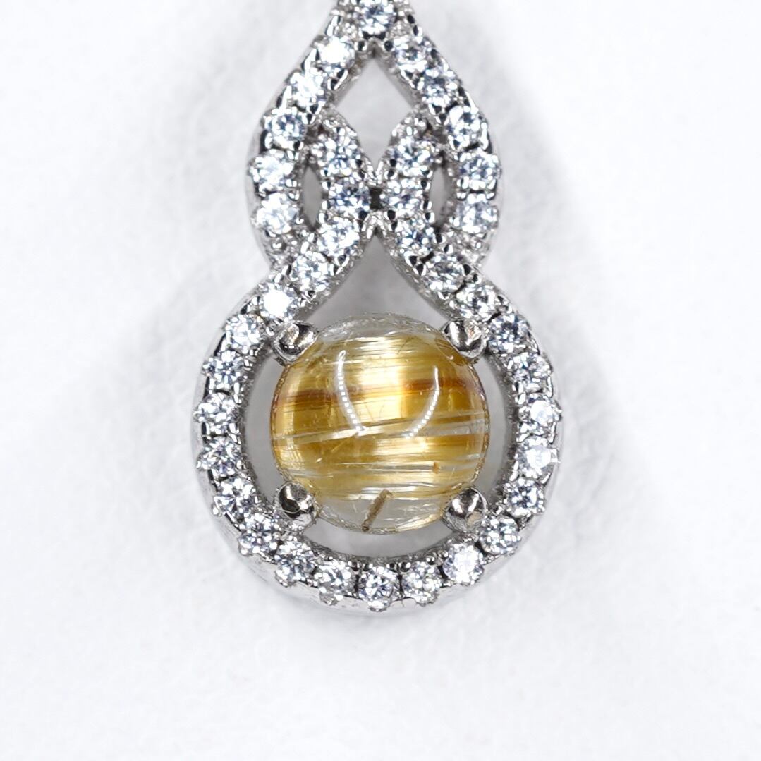 ペンダントトップのみ♦︎ルチルクォーツ♦︎WGカラー《0218》