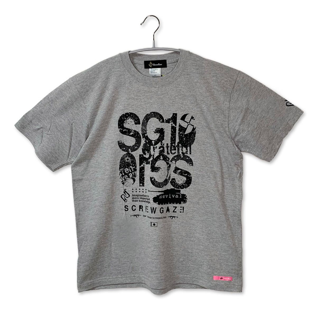 ScrewGaze】オリジナルプリントTシャツ T56 ミックスグレー Lサイズ 