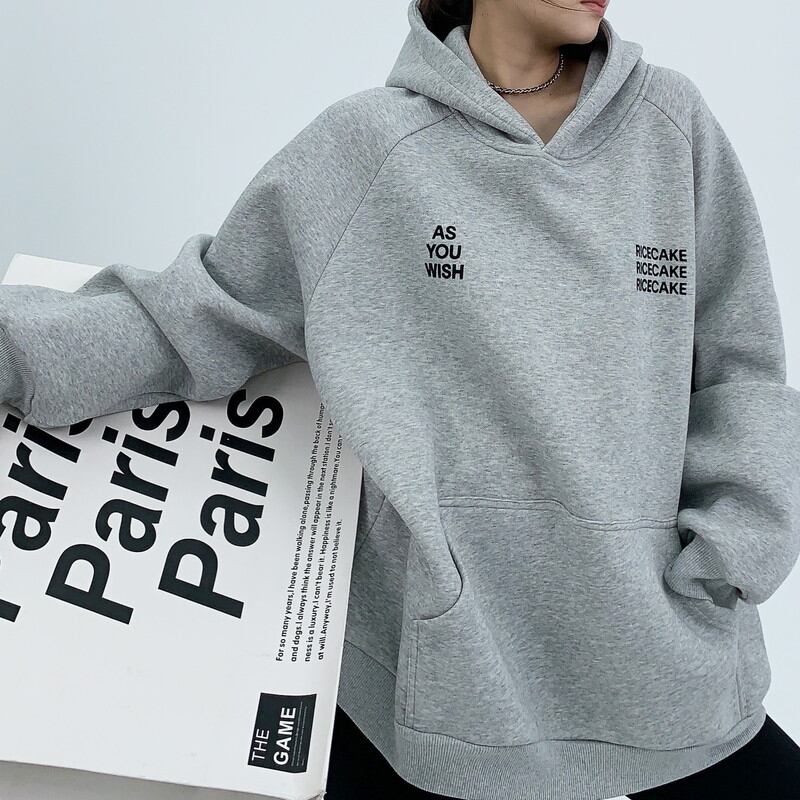 RICECAKE OISIS” letter print oversized hoodie la0949 | Lavissy