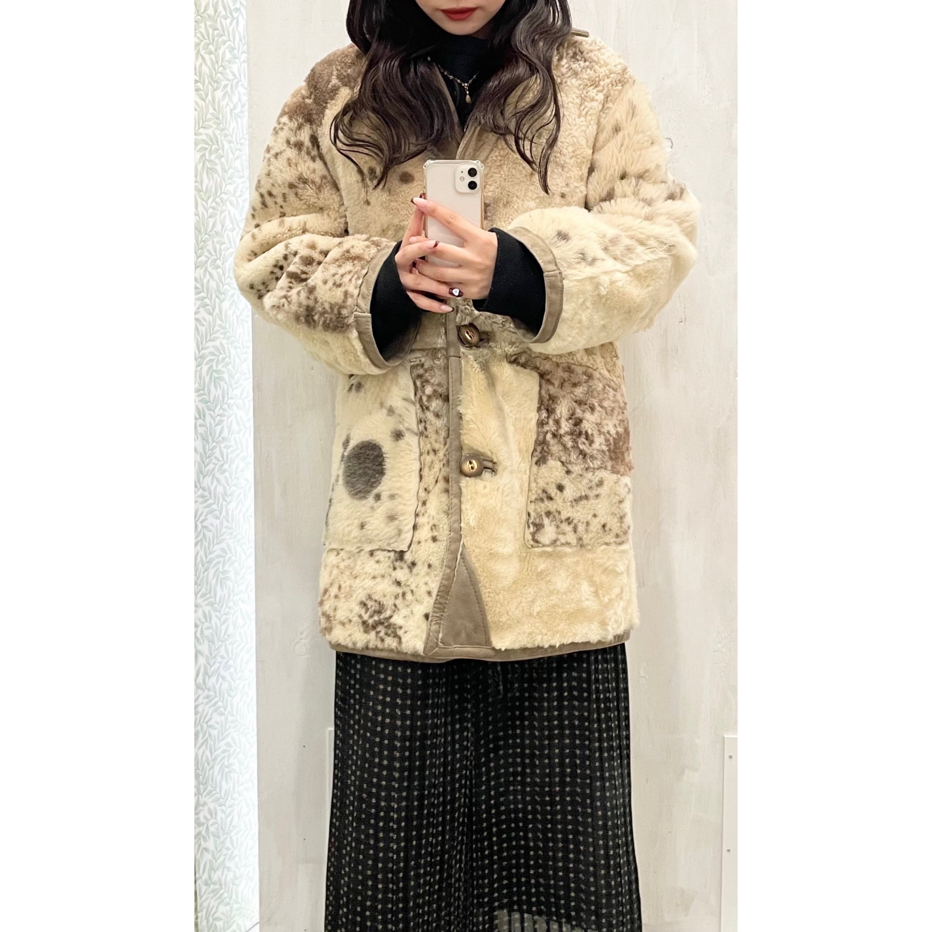 vintage/coat/fur/brown/ivory/beige/ビンテージ/ヴィンテージ/コート ...