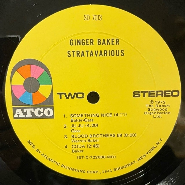 Ginger Baker "Stratavarious" LP EAD RECORD