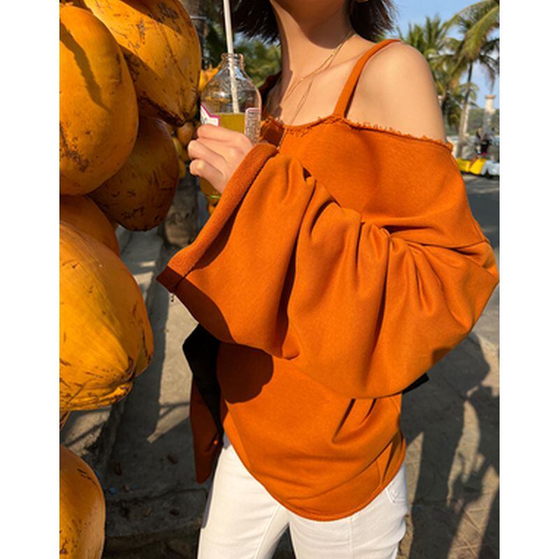 スリングオフショルダー長袖トップス TO0237