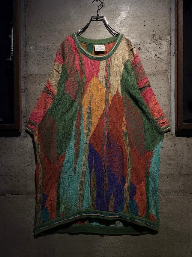 【Caka】"COOGI" Crazy Pattern Vintage Loose S/S 3D Pullover Knit