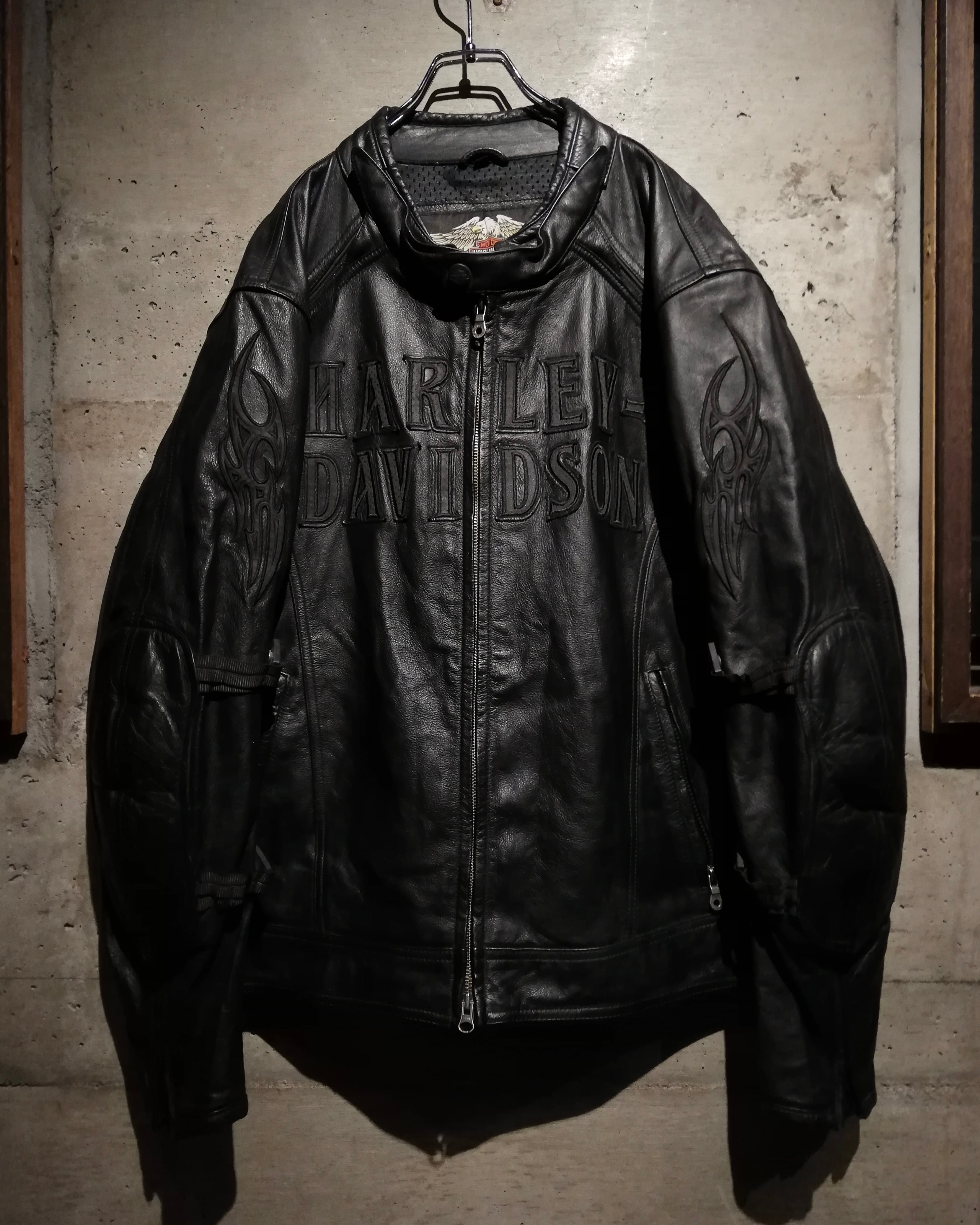 Caka】“HARLEY DAVIDSON” ”2WAY“ Embroidery Design Vintage Loose