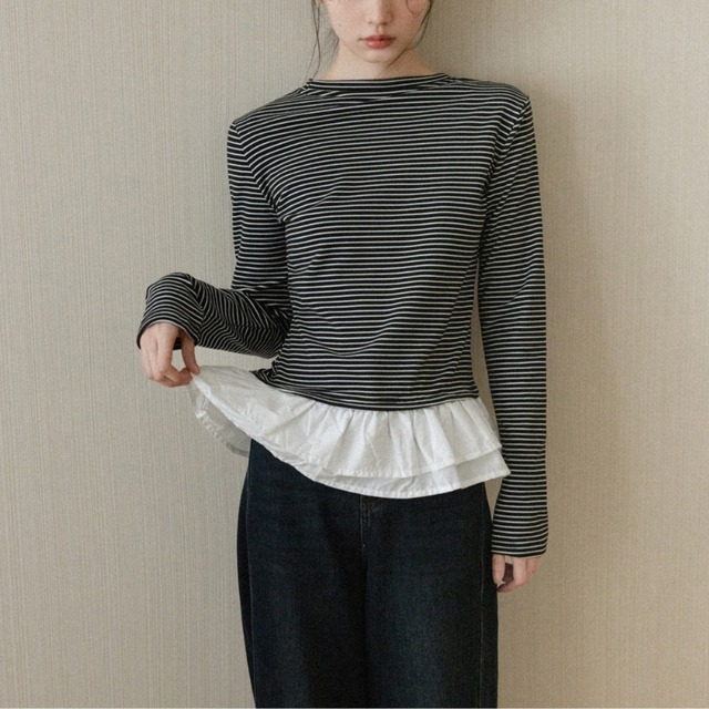 hem-frill pullover cut-and-sew　J00466