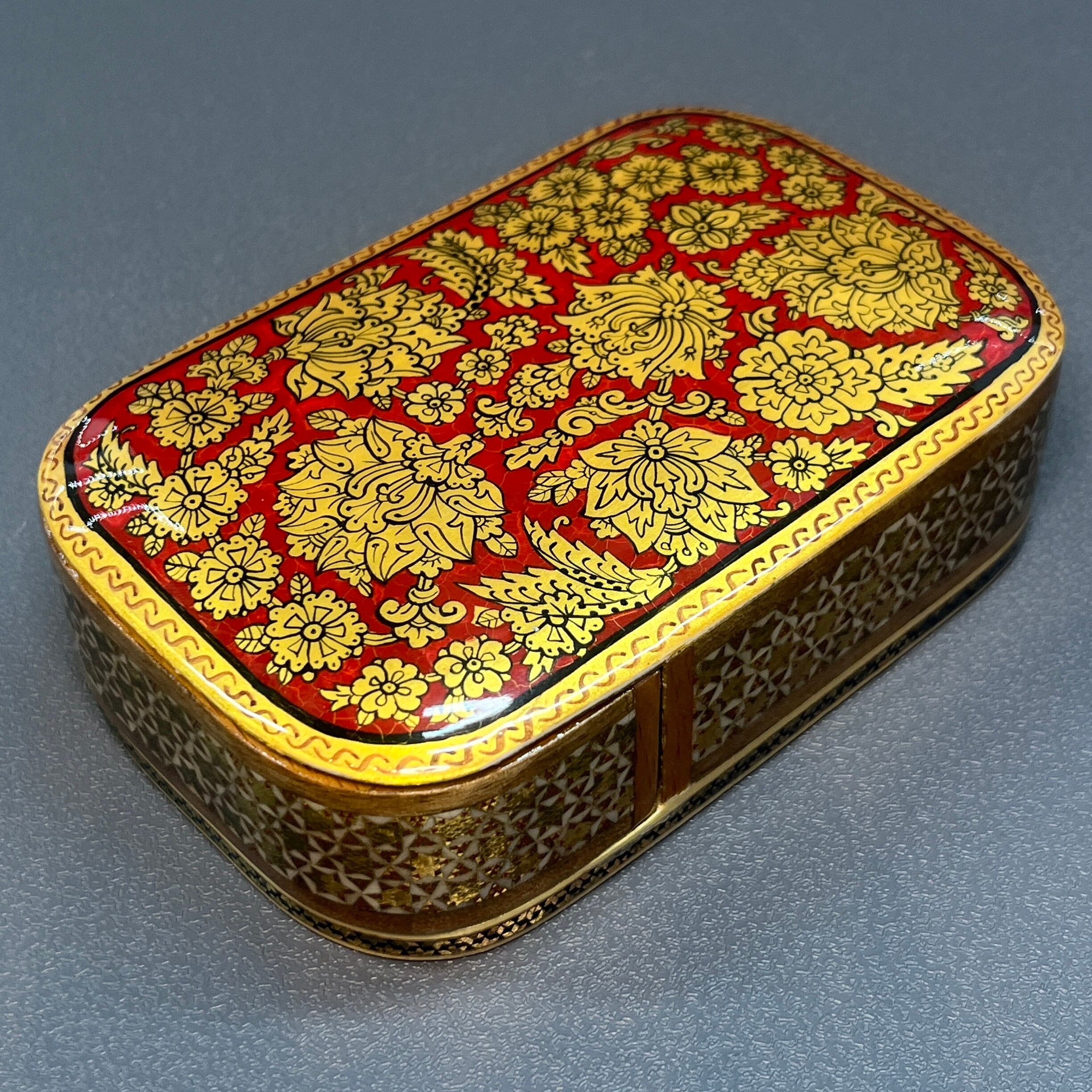 ③ ペルシャ 伝統工芸 ハータム カーリー 寄木細工 象嵌 ボックス 小物入れ ③ ペルシャ 伝統工芸 ハータム カーリー 寄木細工 象嵌 ボックス 小物入れ