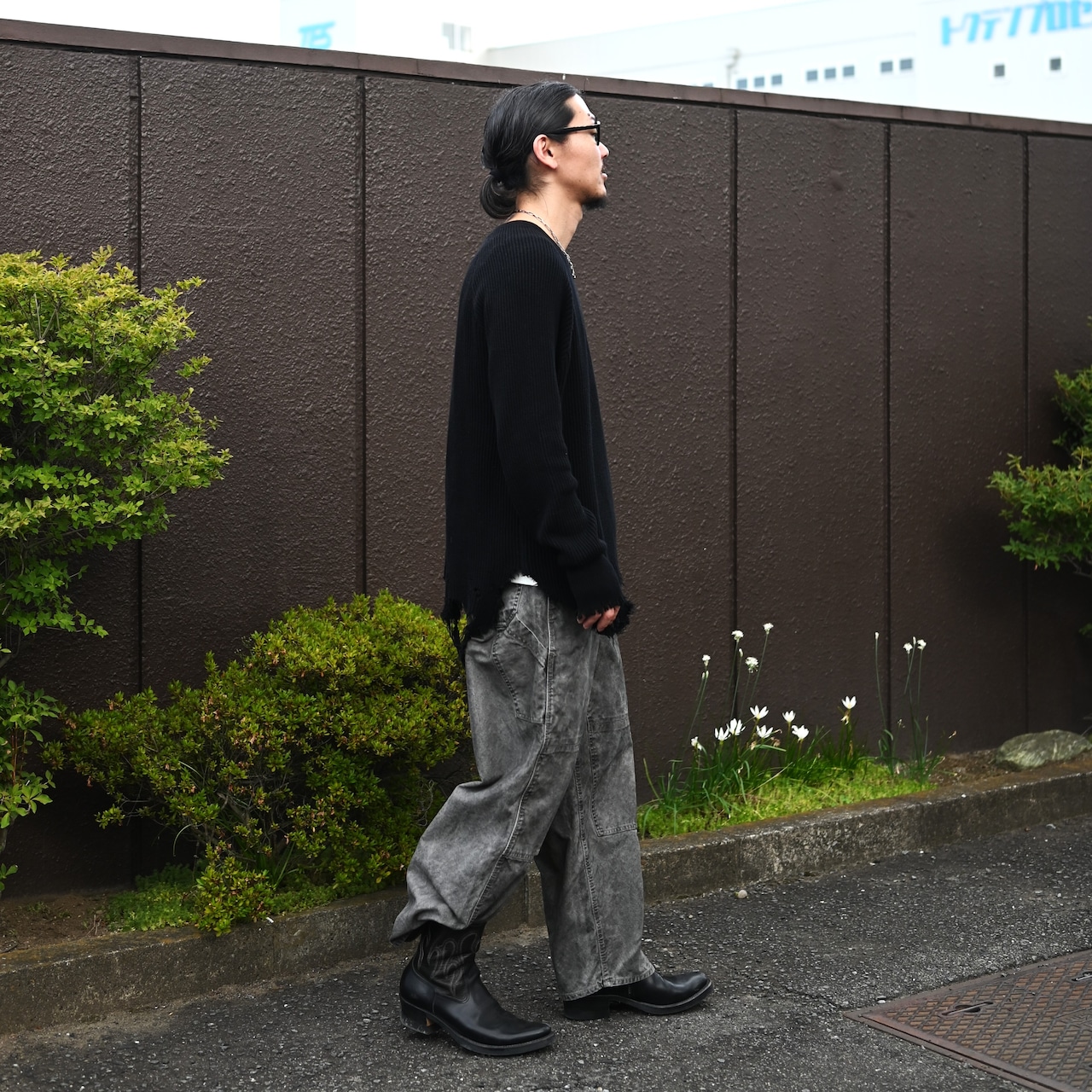 Leh(レー)GANKO別注×damage waffle L/S sweater コーディネート