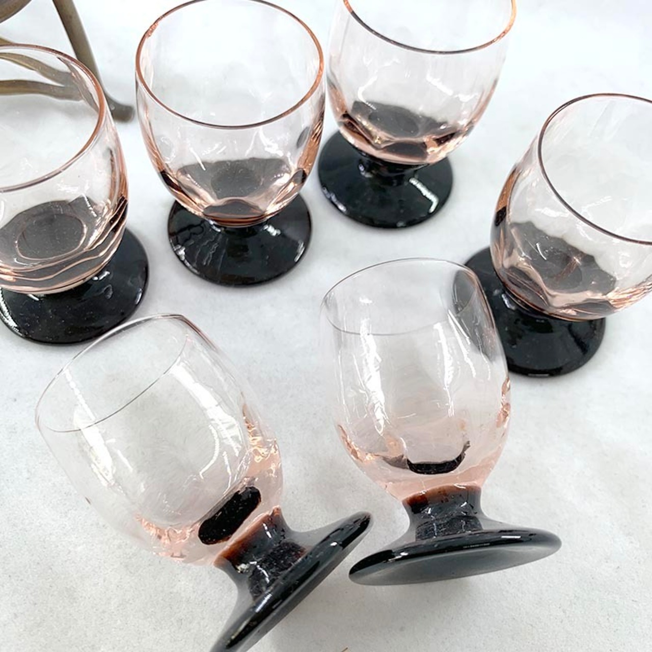 リキュールセット　ショットグラス　ホルダーセット　ピンクガラス 18twa35