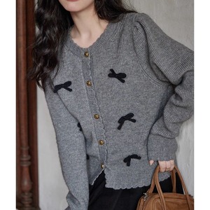 ribbon Loose Knitted Cardigan <2colors>