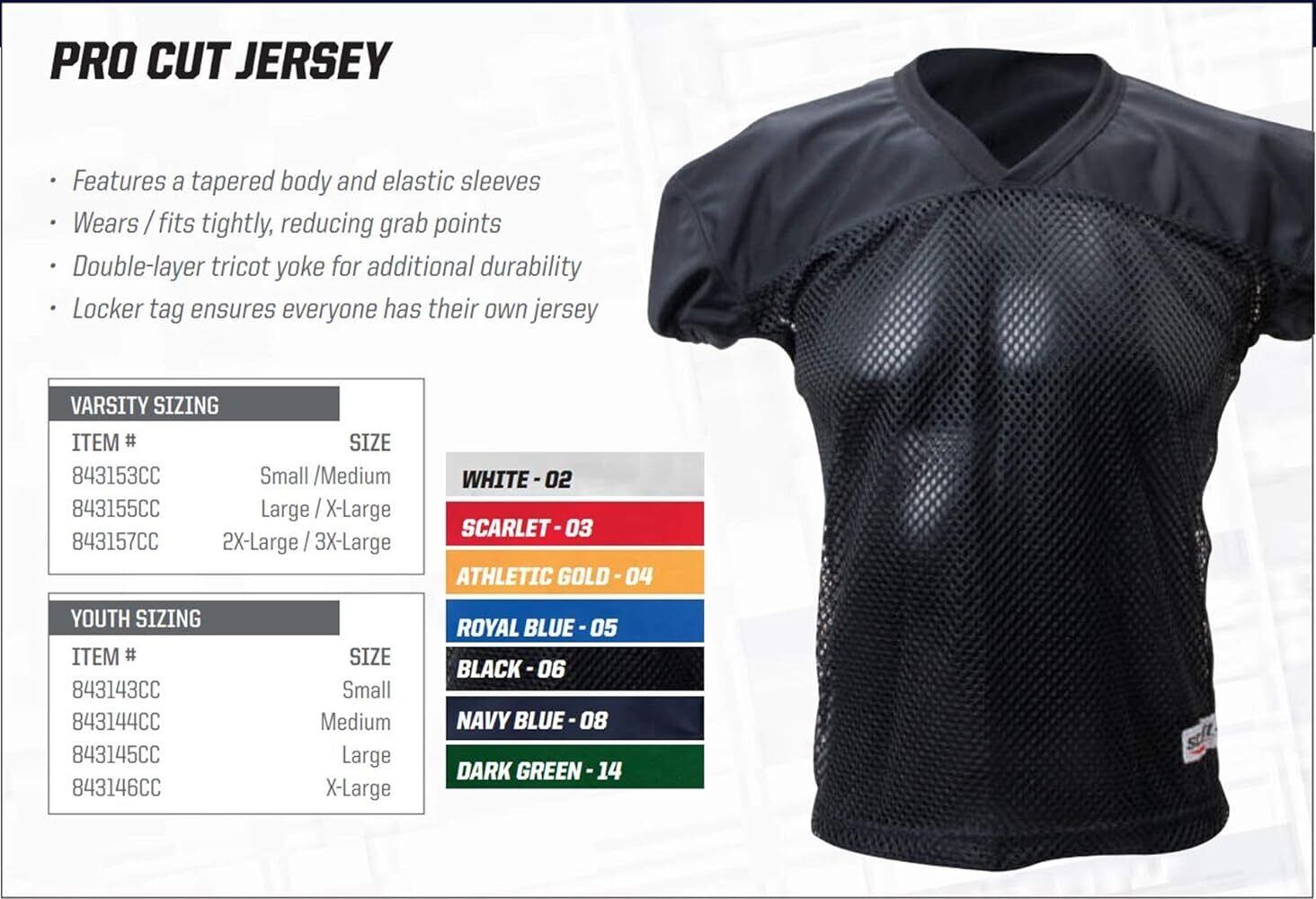 Schutt プロカット Varsity 練習用ジャージ/メッシュ アメフト | END