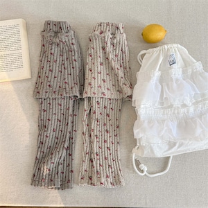 夏花柄レイヤード風ボトムス