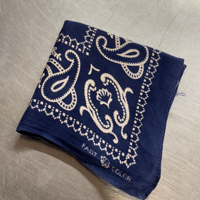 Ⓚ1940s ELEPHANT BRAND PAISLEY BANDANA NAVY