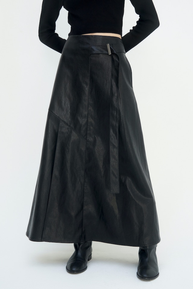 [TREEMINGBIRD] Belted Leather Long Skirt [ Black ] 正規品 韓国ブランド 韓国通販 韓国代行 韓国ファッション TRMNGBD tmb TREEMING BIRD 日本 店舗