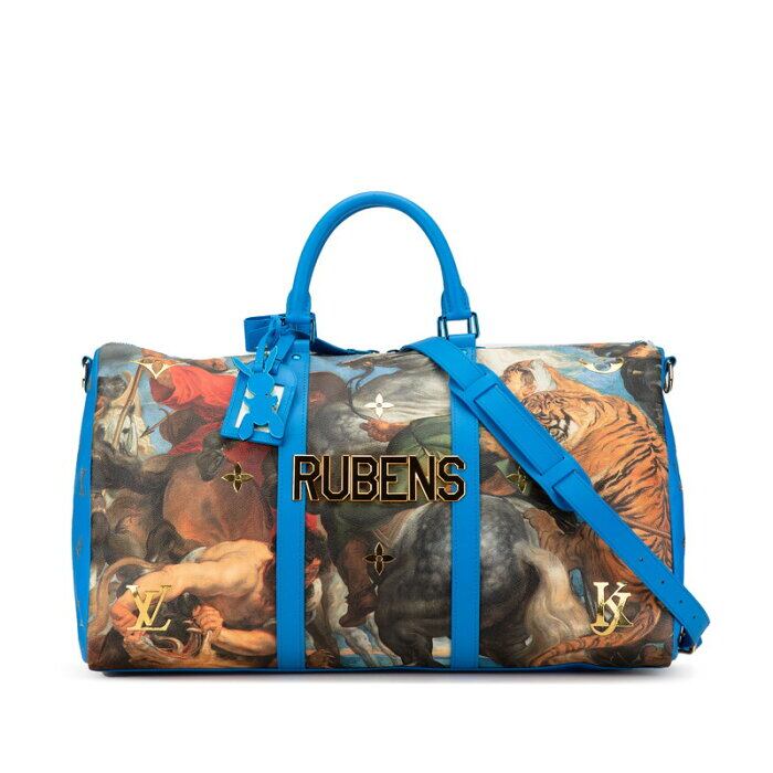 LOUIS VUITTON ルイ ヴィトン マスターズコレクション キーポル バンドリエール 50 ルーベンス ボストンバッグ M43344 PVC レザー  ブルー系 マルチカラー  2WAY ショルダーバッグ ビトン 【本物保証】 ルイ ヴィトン マスターズ コレクション キーポル バンドリエール 50