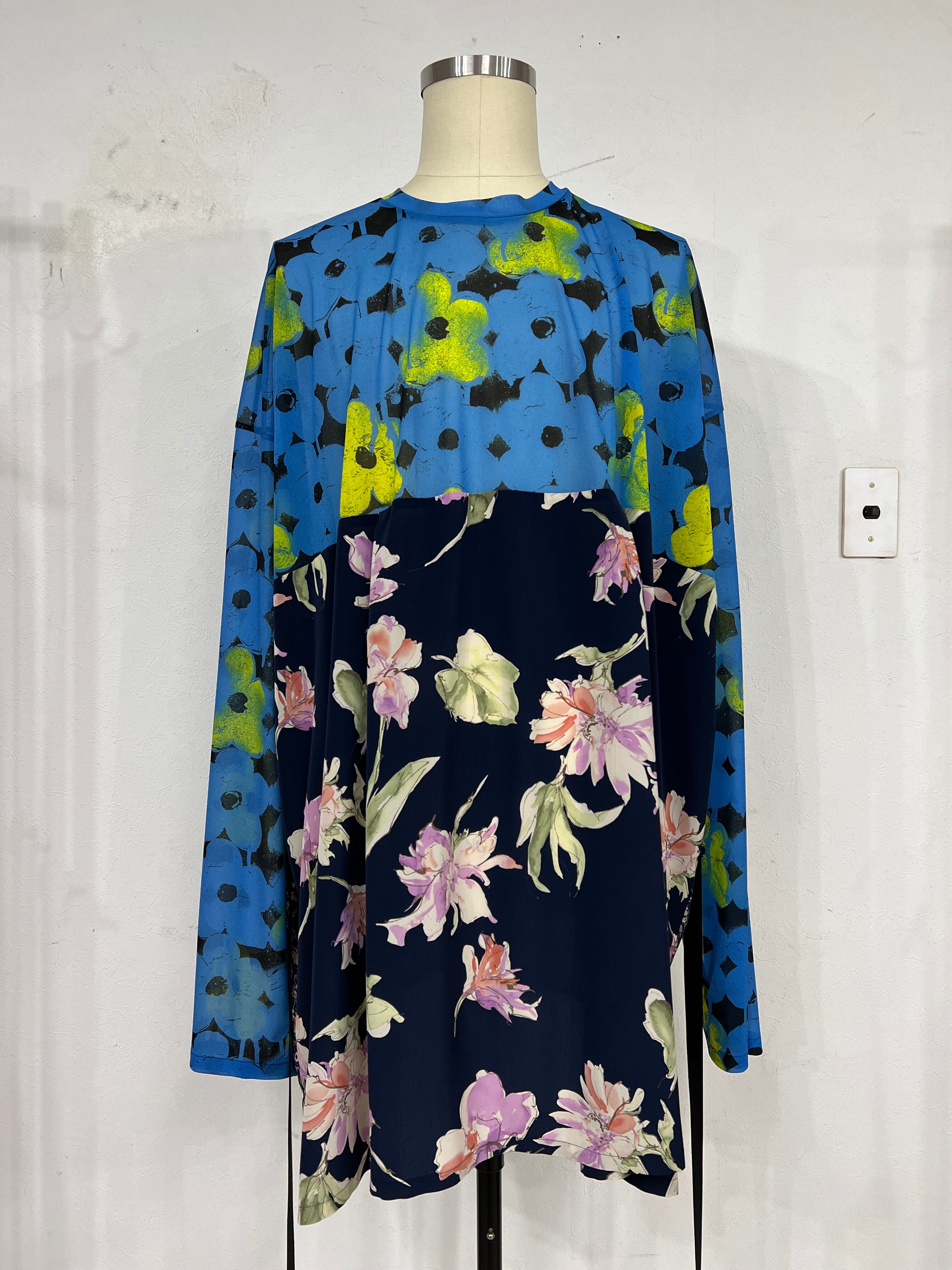 24AW】KIDILL DOCKING SHEER FLOWER DRESS(BLUE FLOWER) KL878 | IAAAM