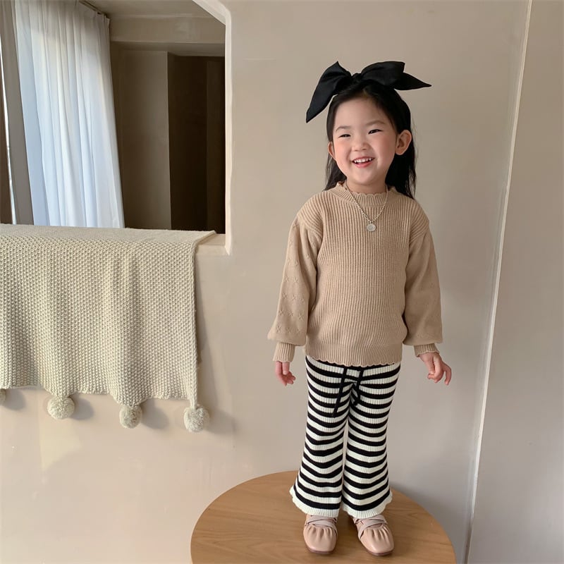 90,100cm　パフスリーブ薄手ニット