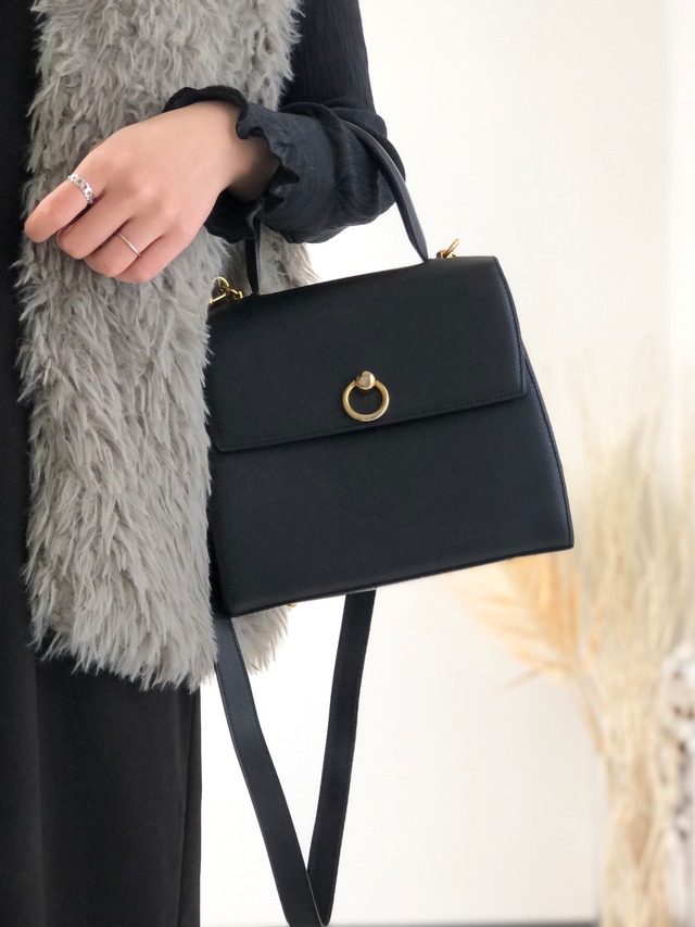CELINE セリーヌ ショルダーバッグ ブラック ガンチーニ レザー ハンドバッグ 2way vintage ヴィンテージ オールド hkng4u