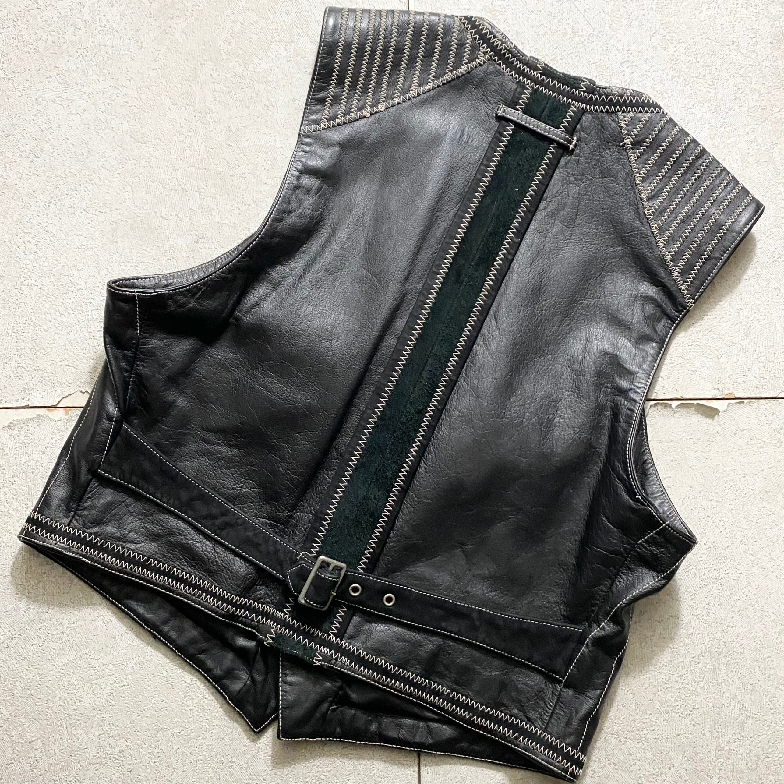 JEAN PAUL GAULTIER HOMME black leather vest | NOIR ONLINE