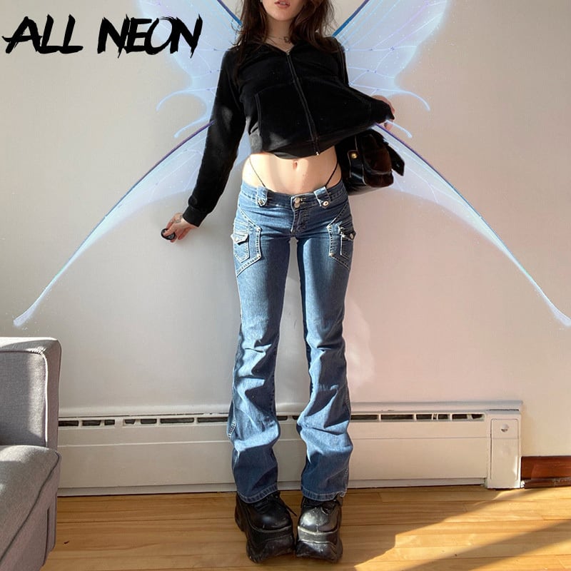 送料無料 ALLNeonストリートウェア2000年代かわいいポケットトリム 
