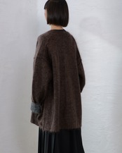MAYKAM - MOHAIR STAND COLLAR JACKET :BROWN|キッドモヘア/二重袋編みスタンドカラー