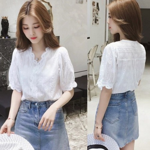 白ブラウス レディース 半袖 レース 大きいサイズ 白 ブラウス シャツブラウス レースブラウス 半袖ブラウス オフィスブラウス 白レースブラウス シフォンブラウス シフォン ブラウス 夏新作 シャツ