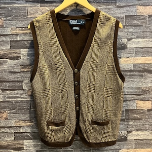 RALPH LAUREN MIXED CASHMERE KNIT VEST BROWN