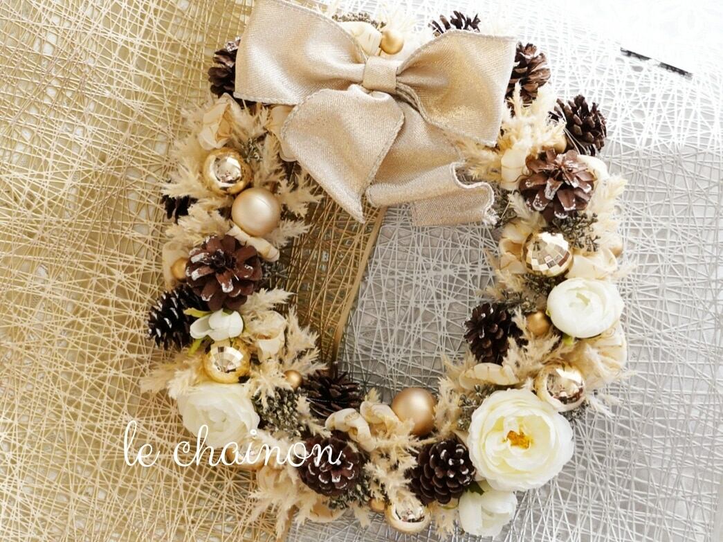 クリスマスリースM ゴールド | lechainon83