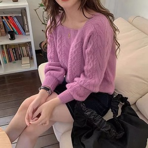 スクエアネック　ケーブルニット　AJ66123-9369