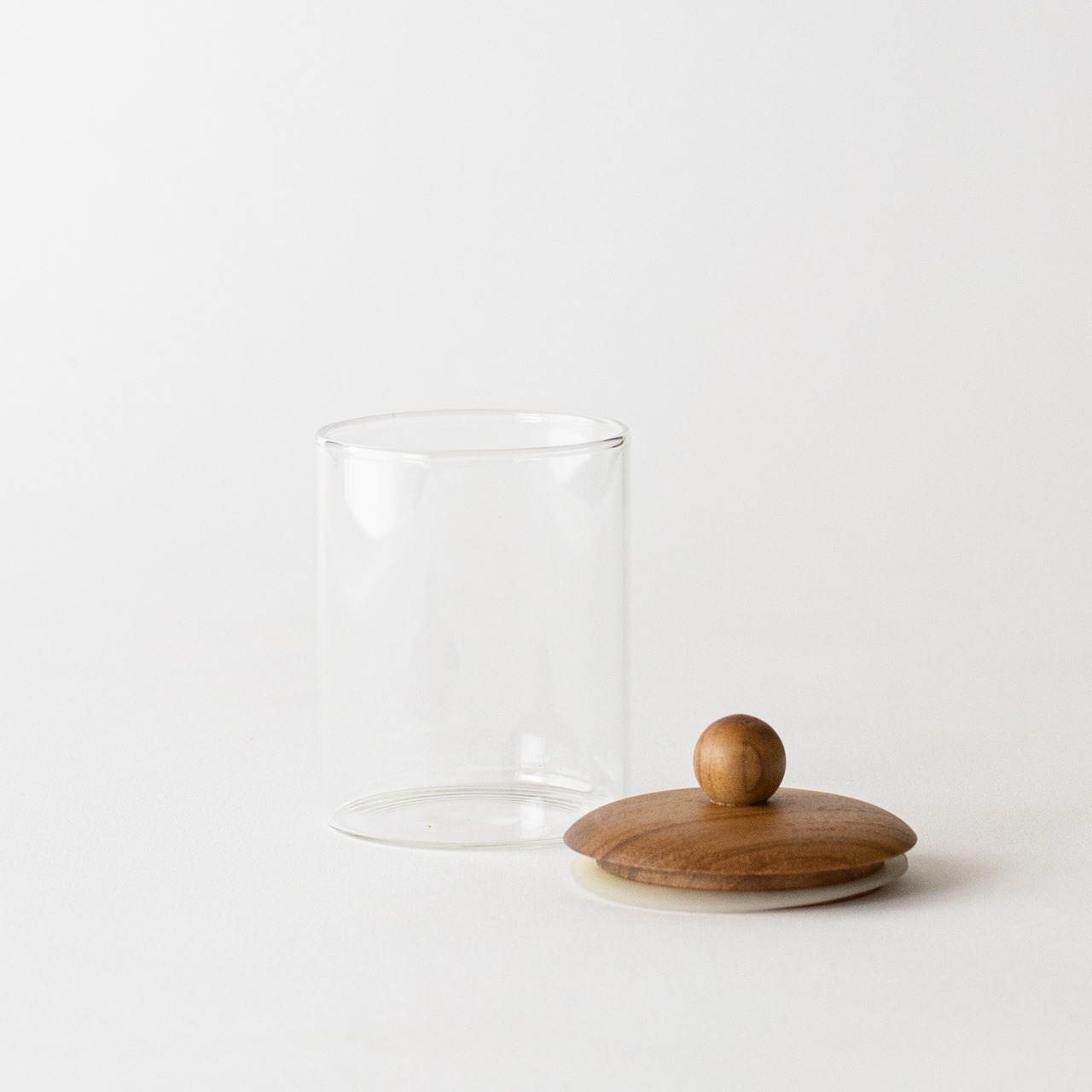 Wood Ball Glass Canister