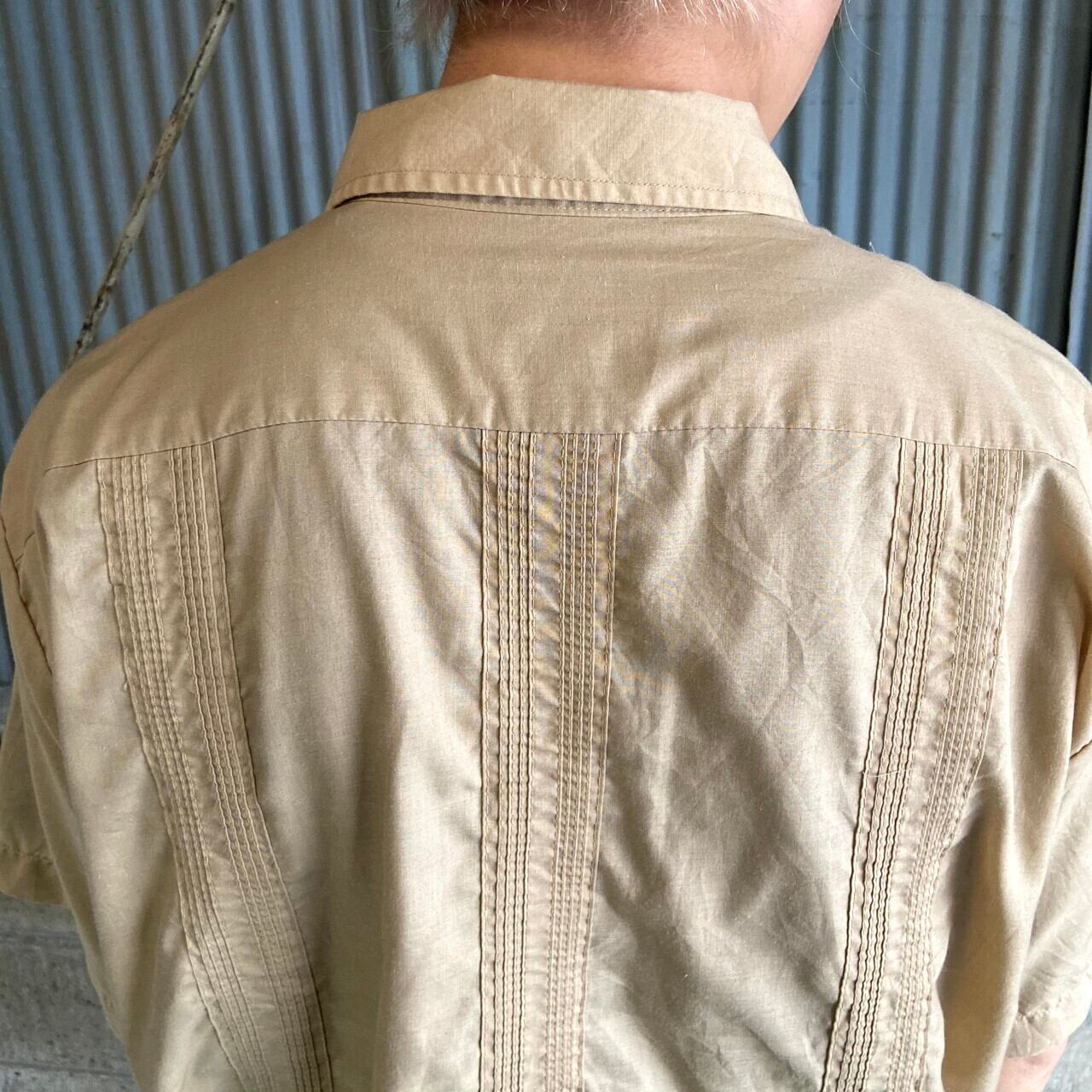 HABAND GUAYABERA フルジップ 半袖 キューバシャツ メンズL相当 古着