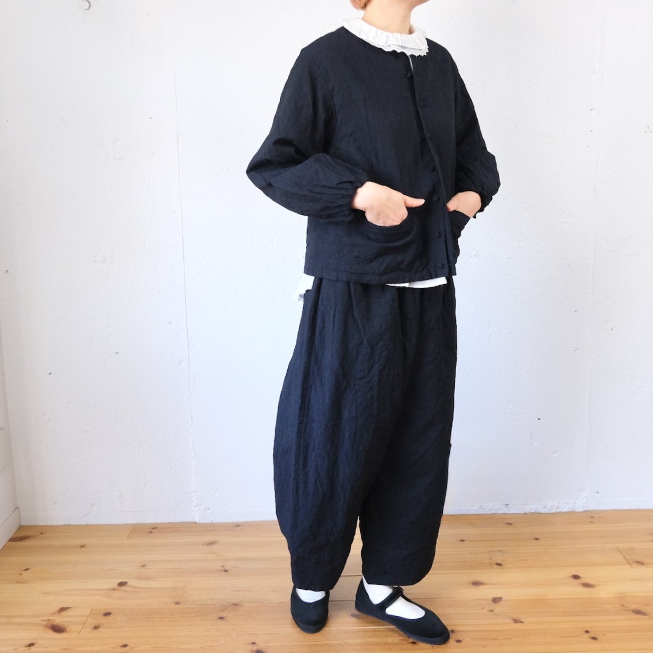 Gauze#(ガーゼ) QUILT ETOILE JACKET リネンウール ノーカラージャケット