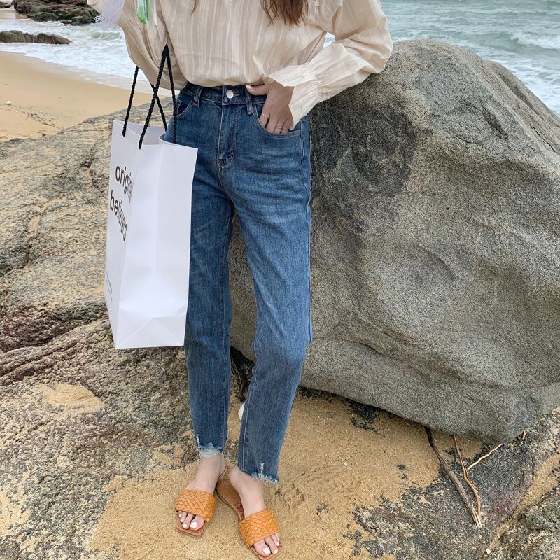 パンツ ハイウェストウェストジーンズ スプリングレディース 春物 ビッグFスモールZ韓国20539324117