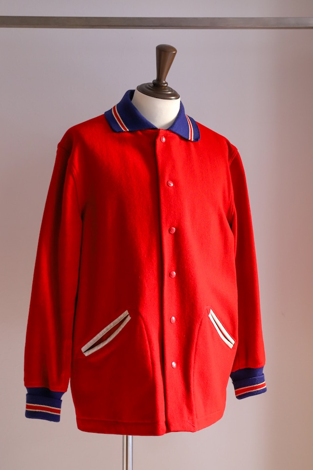 【極美品】40s special vintage Wool Varsity Jacket stadium jumper made in USA big size  size44 red "HL WHITING" ／ 30年代 ヴィンテージ ゲーム ウール スタジャン バーシティジャケット スタジアムジャンバー ブルゾン 赤 カレッジ サイズ44 実寸XL USA製 ほぼデッドストック 希少