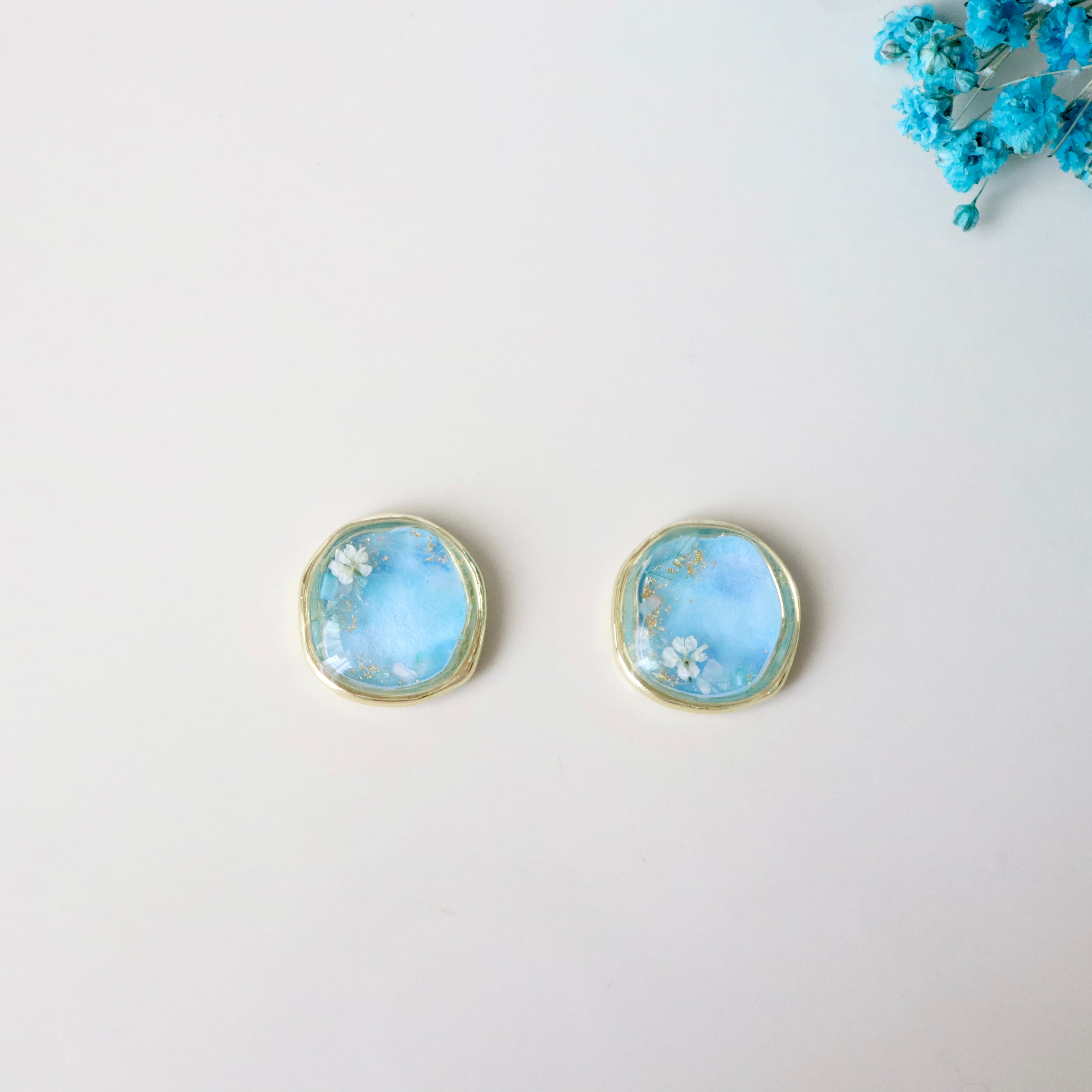 【ﾋﾟｱｽ/ｲﾔﾘﾝｸﾞ02】 1点もの＊和紙と水彩の彩り ~ネモフィラ~