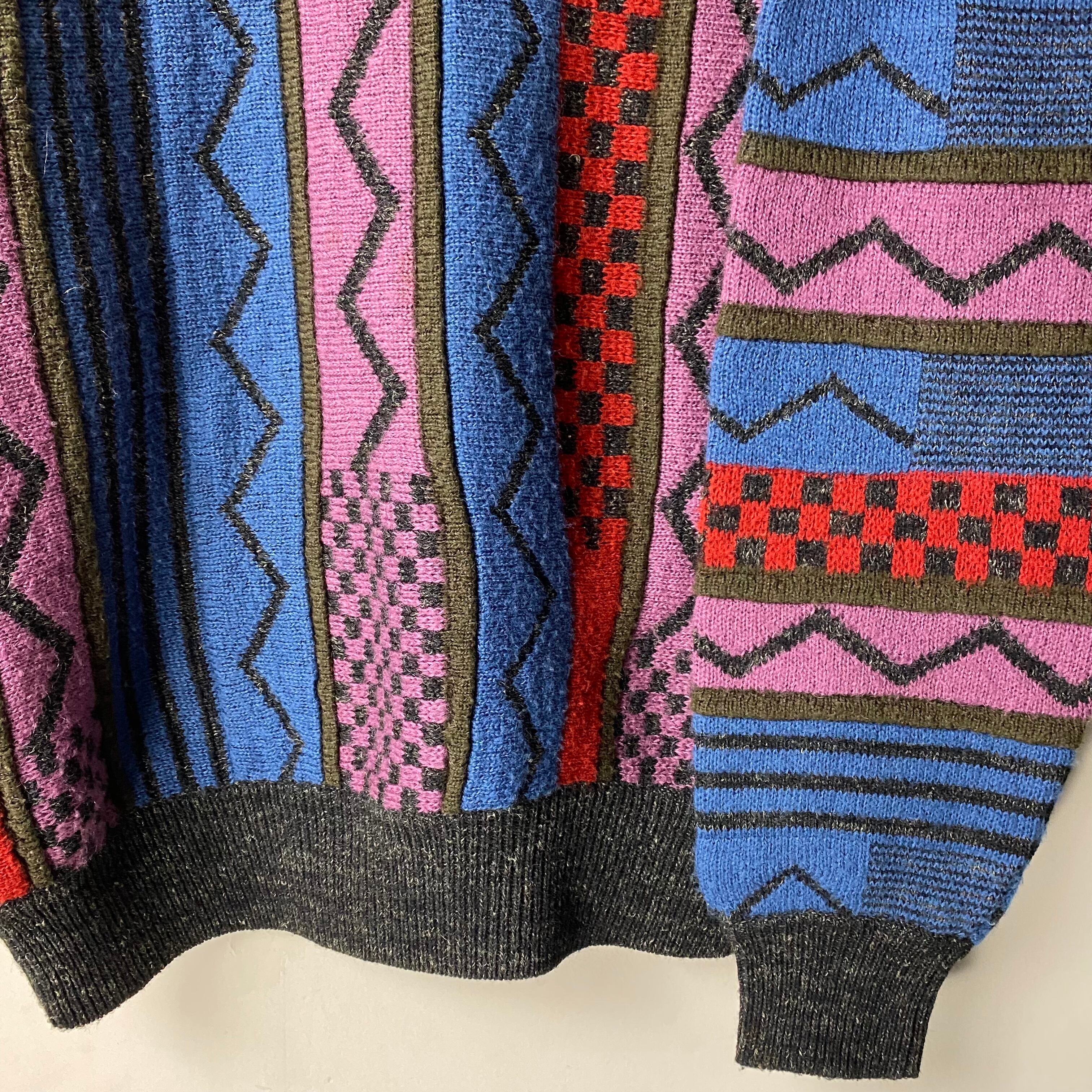 vintage ISSEY MIYAKE multicolor & pattern knit sweater | NOIR ONLINE