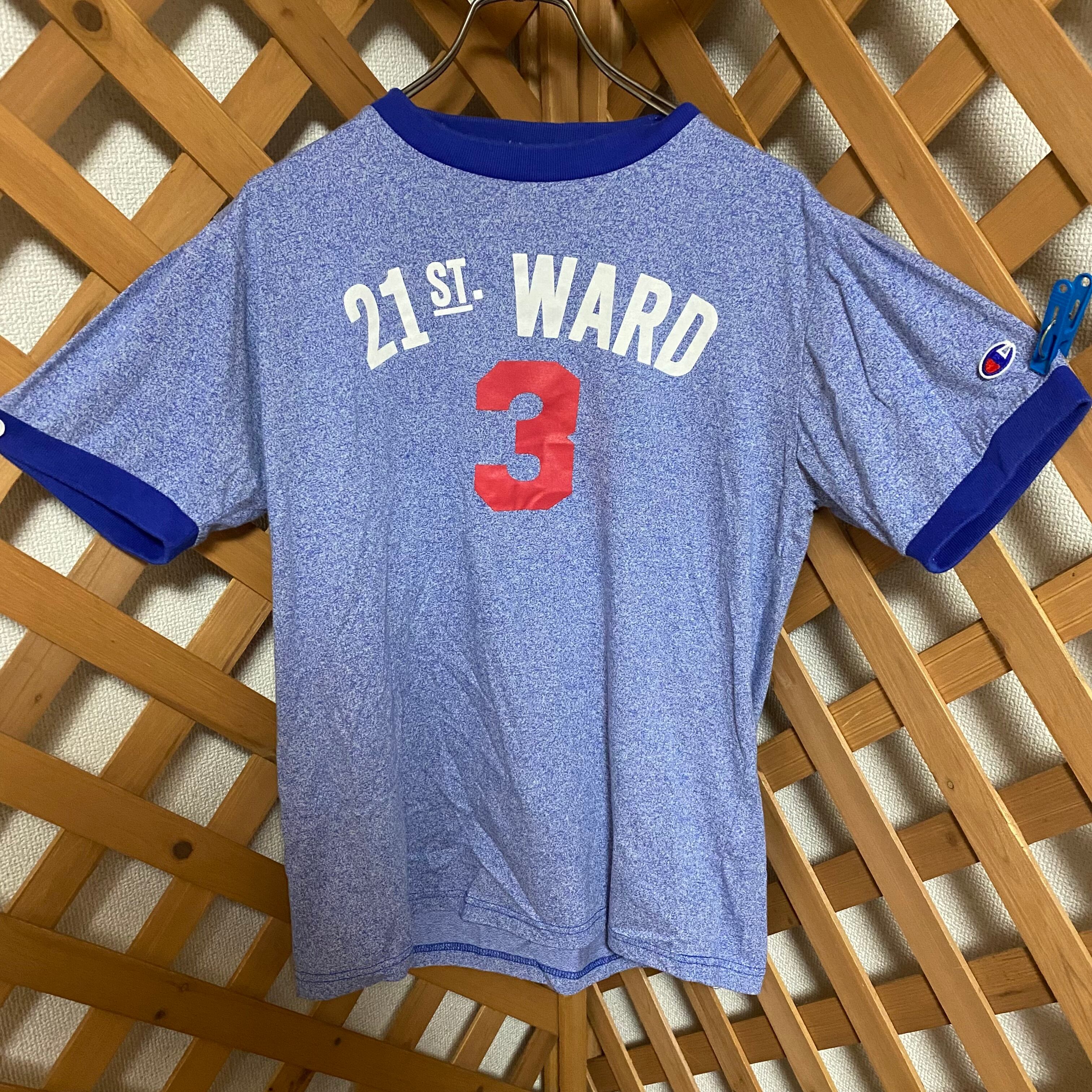 チャンピオン リンガー tシャツ ブルー バータグ 21st WARD 古着