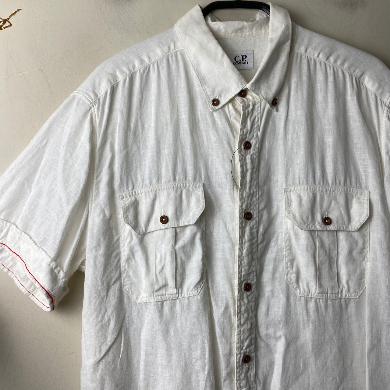 C.P.COMPANY white linen S/S shirt