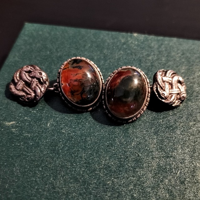 Vintage Scottish Moss Agate Silver Cufflinks