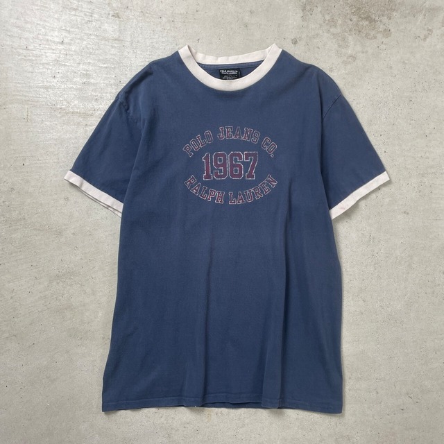Polo Jeans co. Ralph Lauren ラルフローレン ポロジーンズ リンガー Tシャツ メンズL 古着  紺色 【Tシャツ】/ネイビー